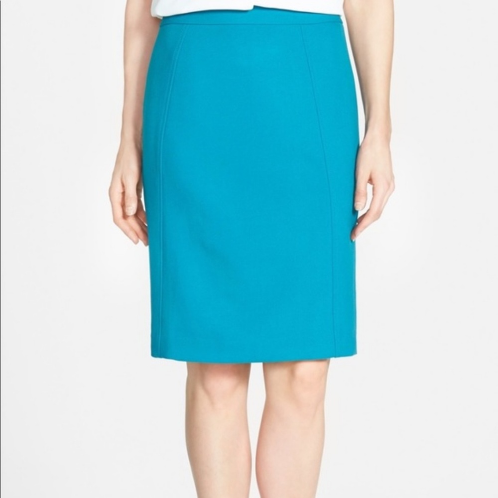 Halogen. Teal Blue Knee High Waist Pencil Skirt.
